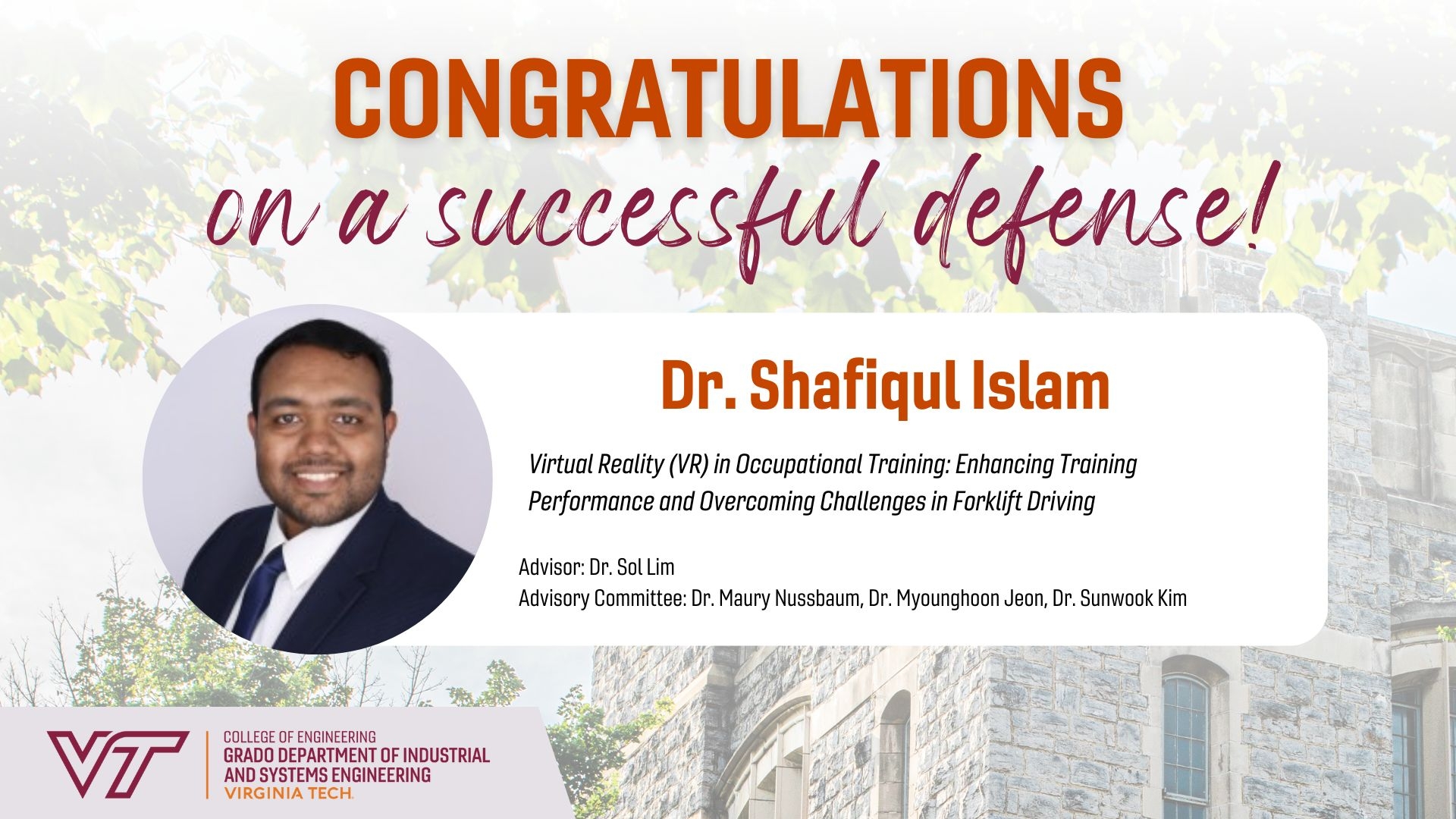 Dr. Shafiqul Islam on successful defense