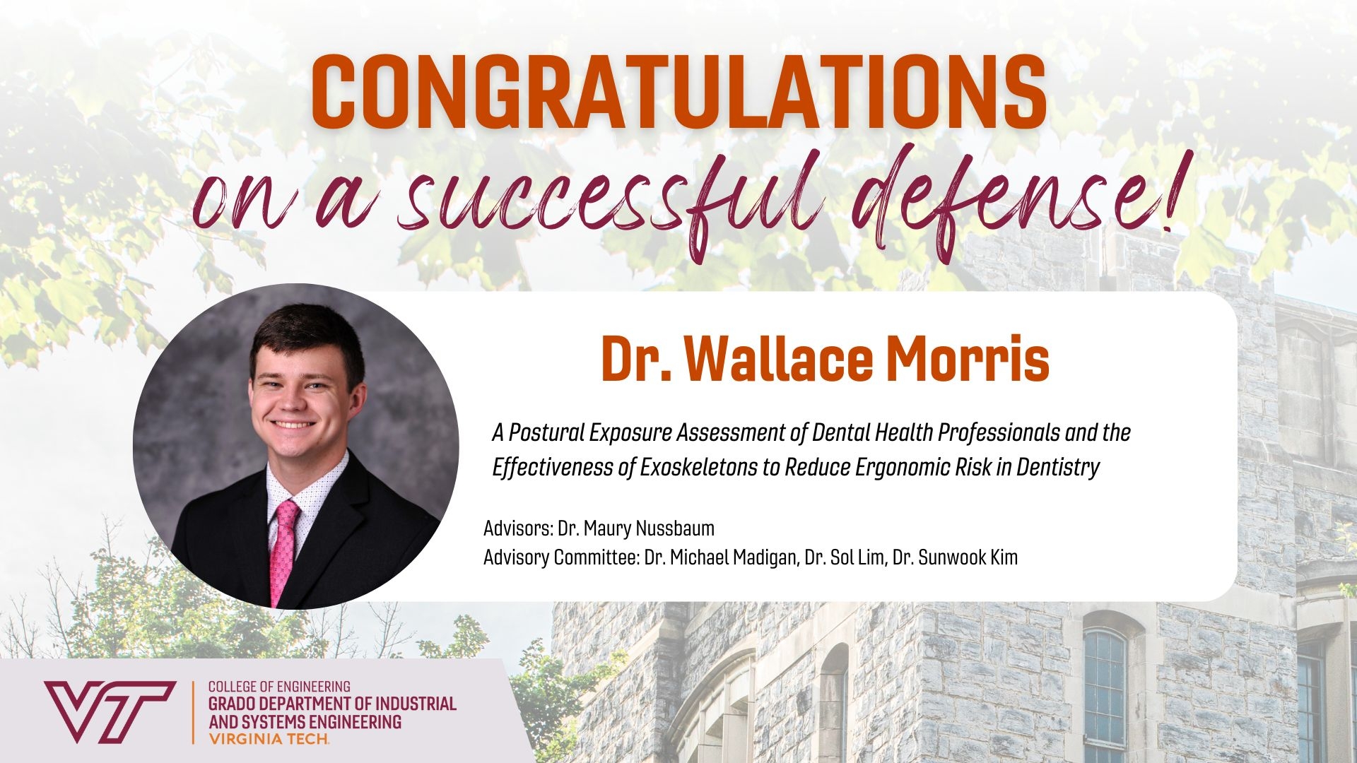 Dr. Wally Morris on successful defense